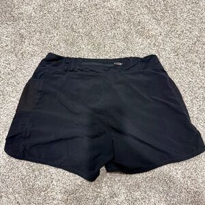Black Athleta girls Record breaker 3” shorts with zipper and side pockets